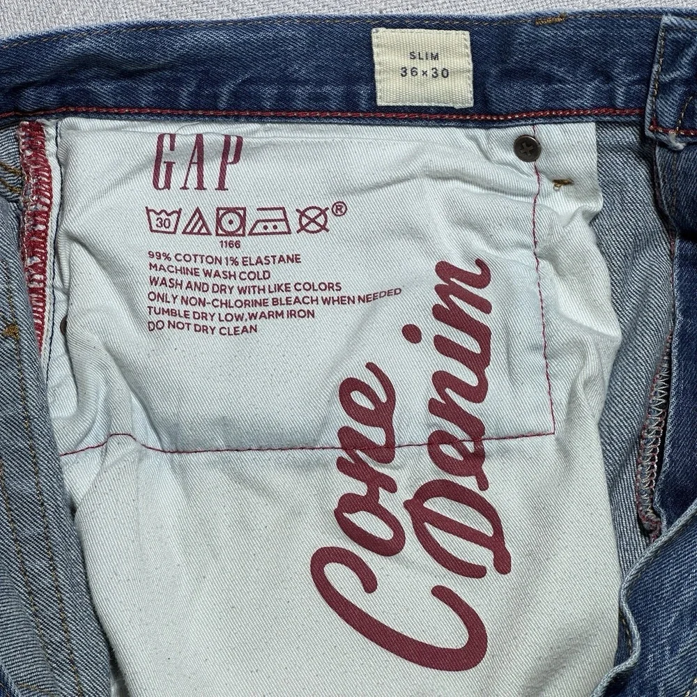 Gap Cone Denim Jeans Mens 36x30 Slim Straight‎ Medium Wash Stretch 5 Pocket